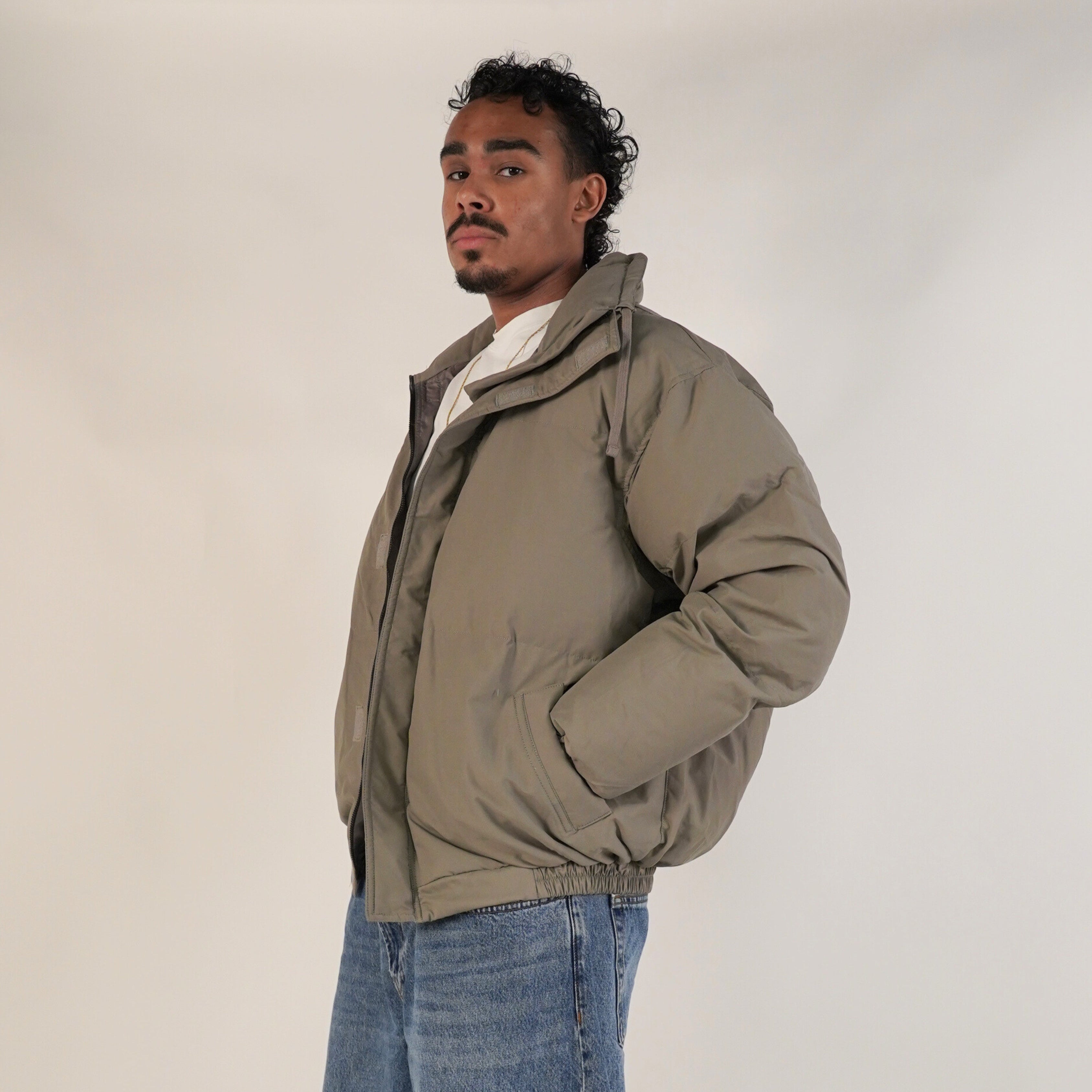 Fear of God Essentials FW20 Puffer Jacket Taupe