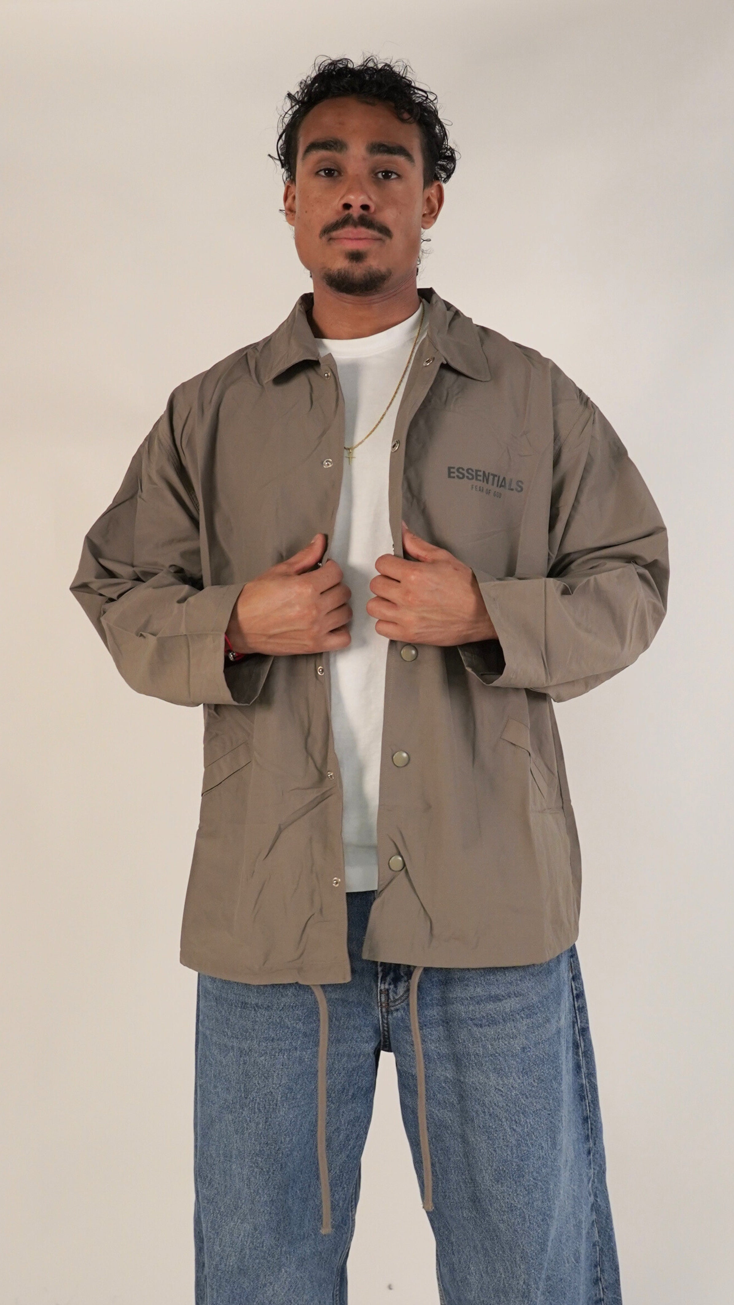 Fear of God Essentials FW20 Coach Jacket Taupe