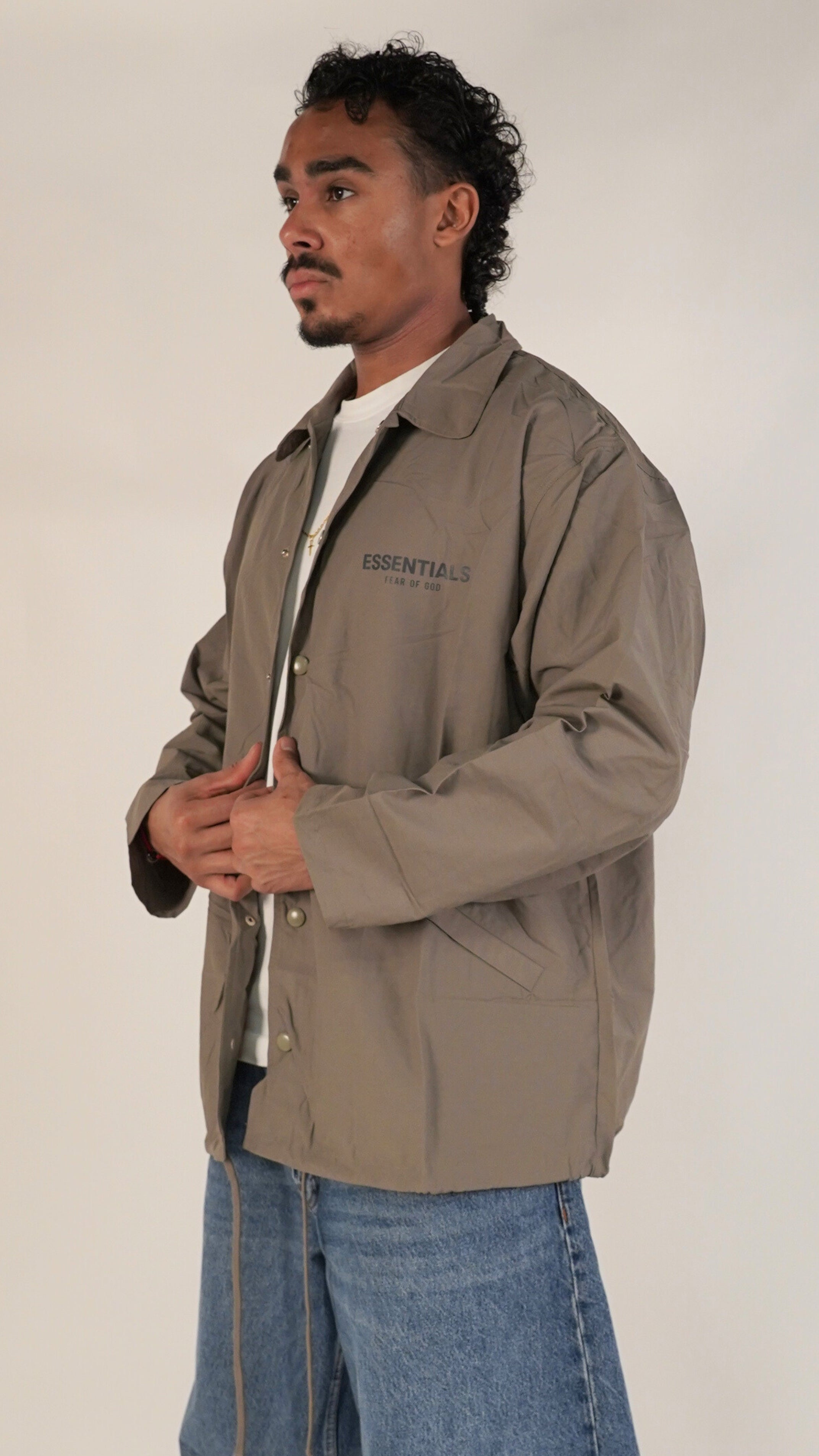 Fear of God Essentials FW20 Coach Jacket Taupe