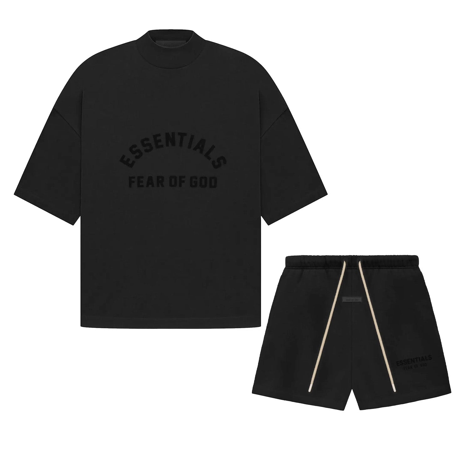 Fear of God Essentials Jet Black Arch Logo Summer Set - Sneaker Mode